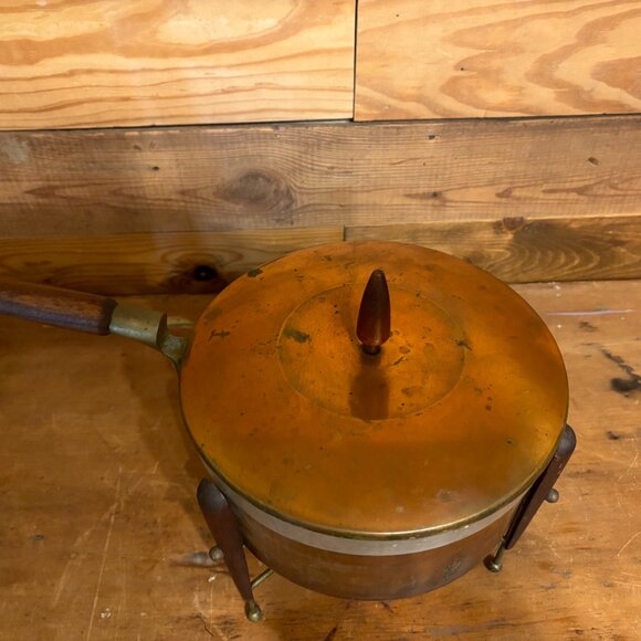 1960's Rustic Copper Chafing Dish - Picture 2 of 7